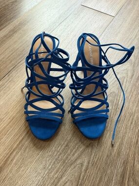 Gianni Bini Royal Blue Strappy Lace-Up Heels